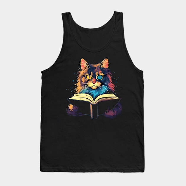 Somali Cat Reads Book Tank Top by JH Mart